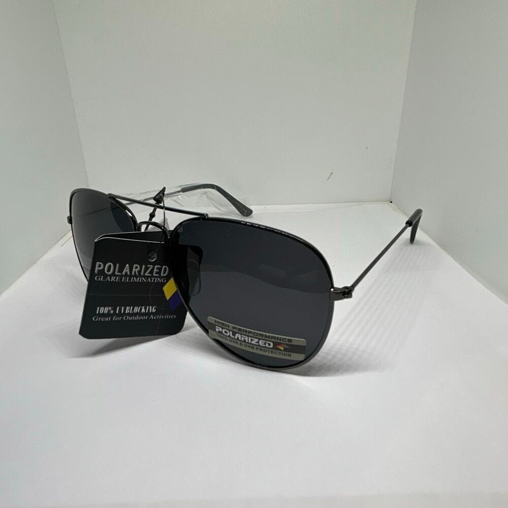 Polarized Aviator Sunglasses Black Metal Frame UV400 Classic Unisex